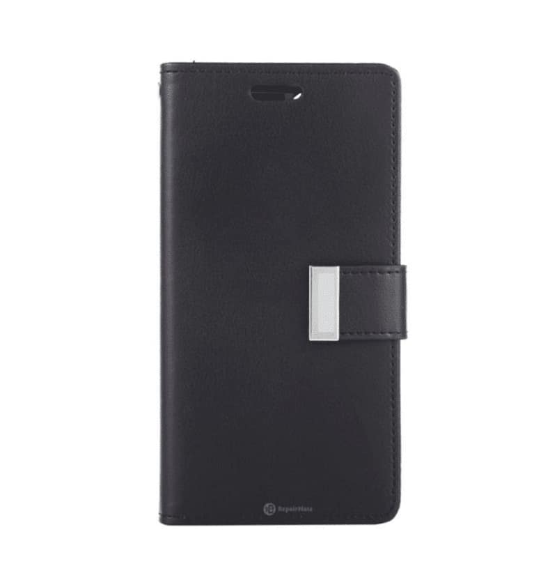 Black Mercury Rich Diary flip wallet cover for iPhone 16 Pro, premium protection and style.