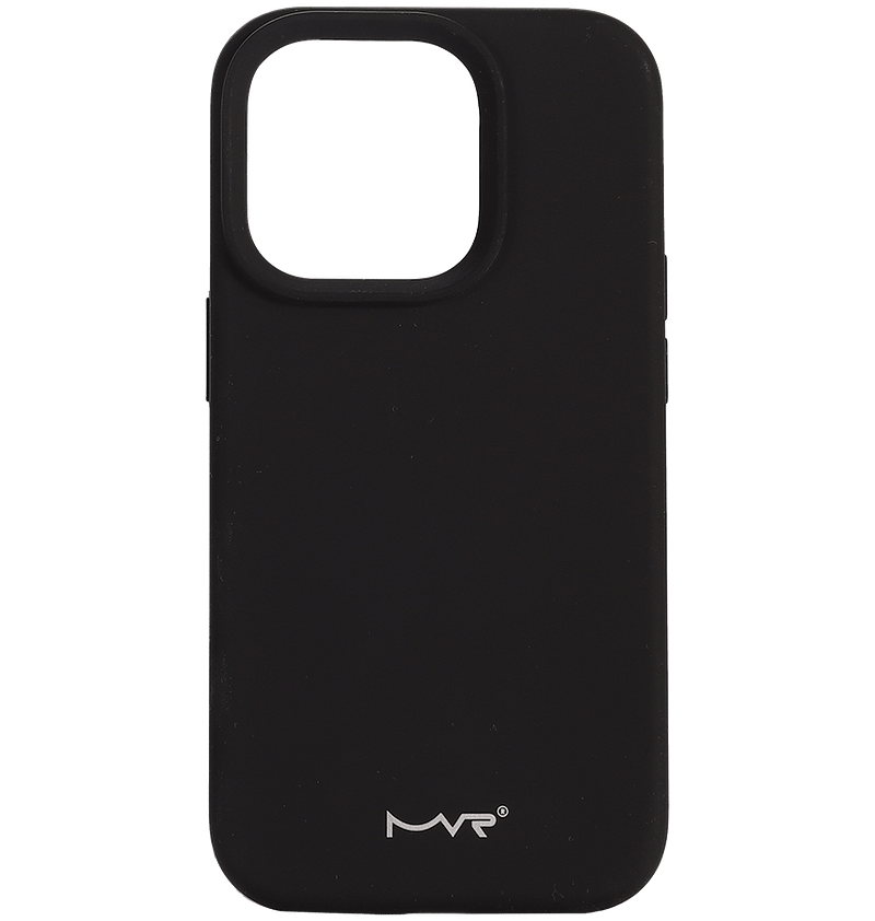 Black MVR Liquid Silicone Back Cover for iPhone 15 Pro, smooth and protective