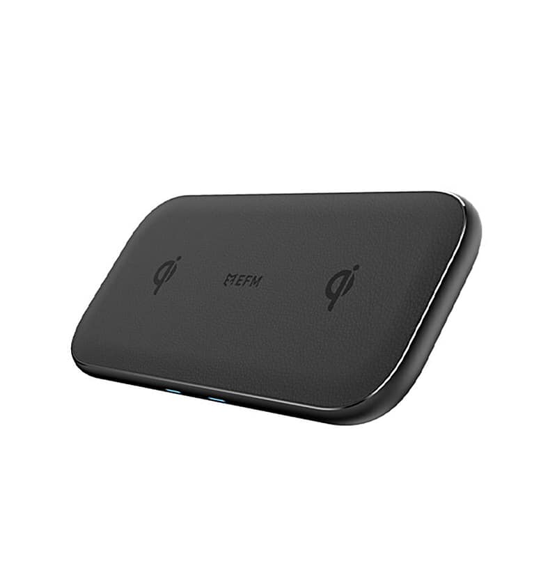 EFM Dual Port Leather 15W Wireless Charge Pad W/42W WALL CHARGER