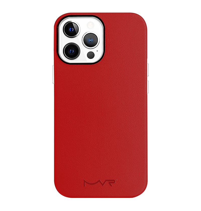 iPhone 13 Leather Case | Premium MVR Nappa Luxury Magsafe Cover - Red