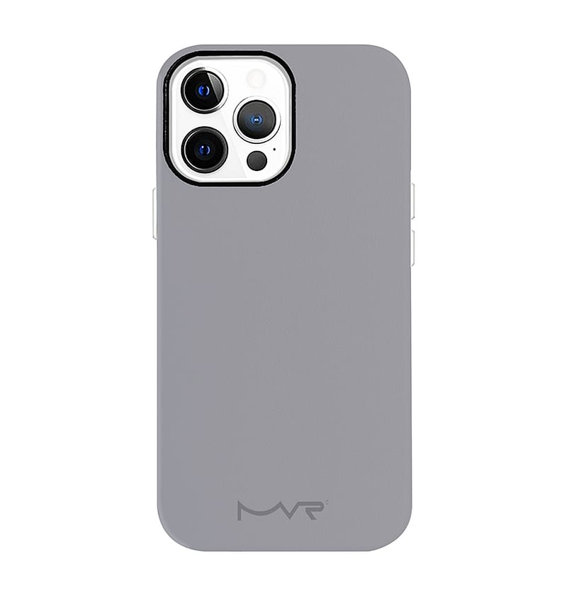 iPhone 12/12pro Premium MVR Saffiano Magsafe Leather Cover | Slim Protective Phone Case - Grey