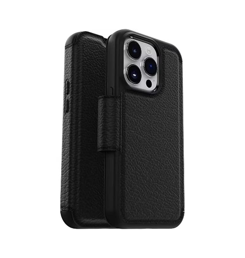 iPhone 14 Pro Case – Black | OtterBox Strada Series, Soft Touch Protective Cover