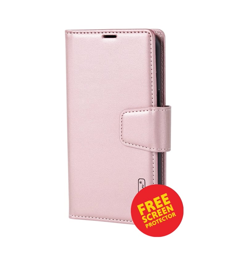iPhone 17 Hanman Magnetic Detachable Leather Case – Rose Gold | Wireless Charging, Kickstand
