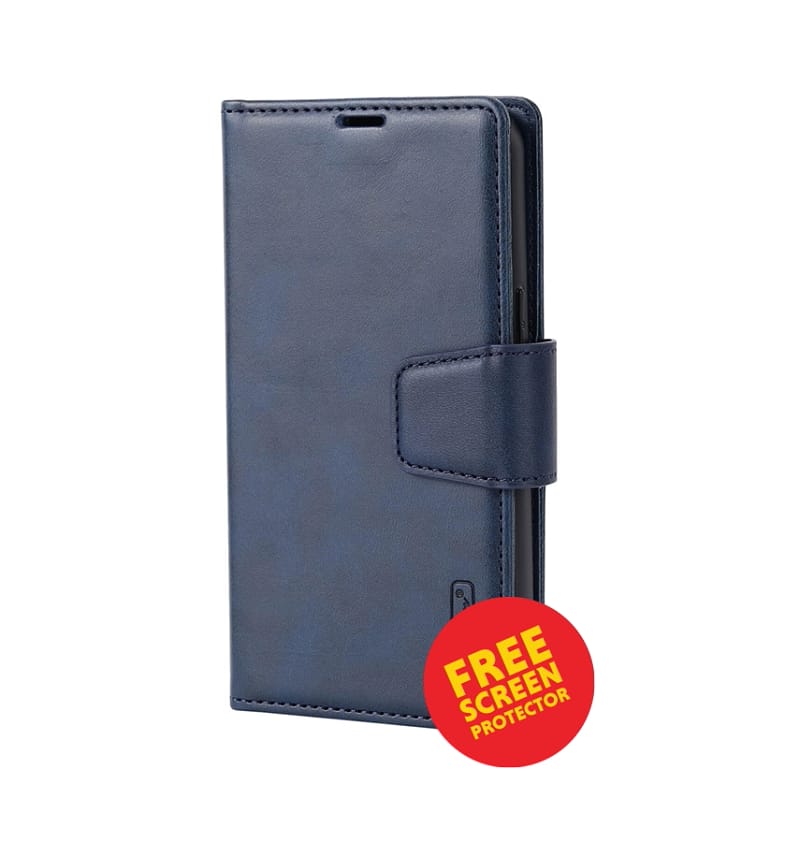 iPhone 17 Hanman Magnetic Detachable Leather Case – Navy | Detachable Wallet, Kickstand, Shockproof