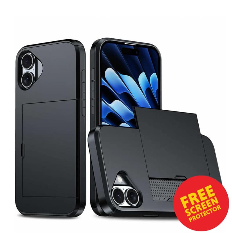 iPhone 17 Card Slide Case – Black | Hidden Card Storage, Slim Profile, MagSafe Compatible