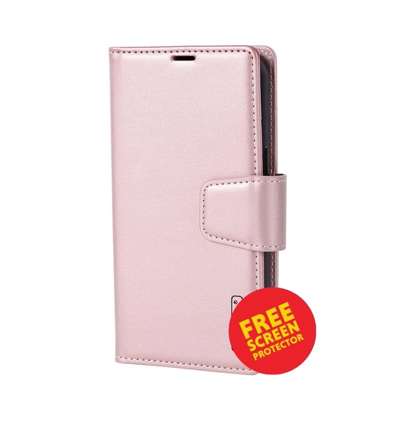 iPhone 17 Pro Leather  Case – Rose Gold | Hanman Magnetic Detachable Wallet, Premium Protection, MagSafe Compatible