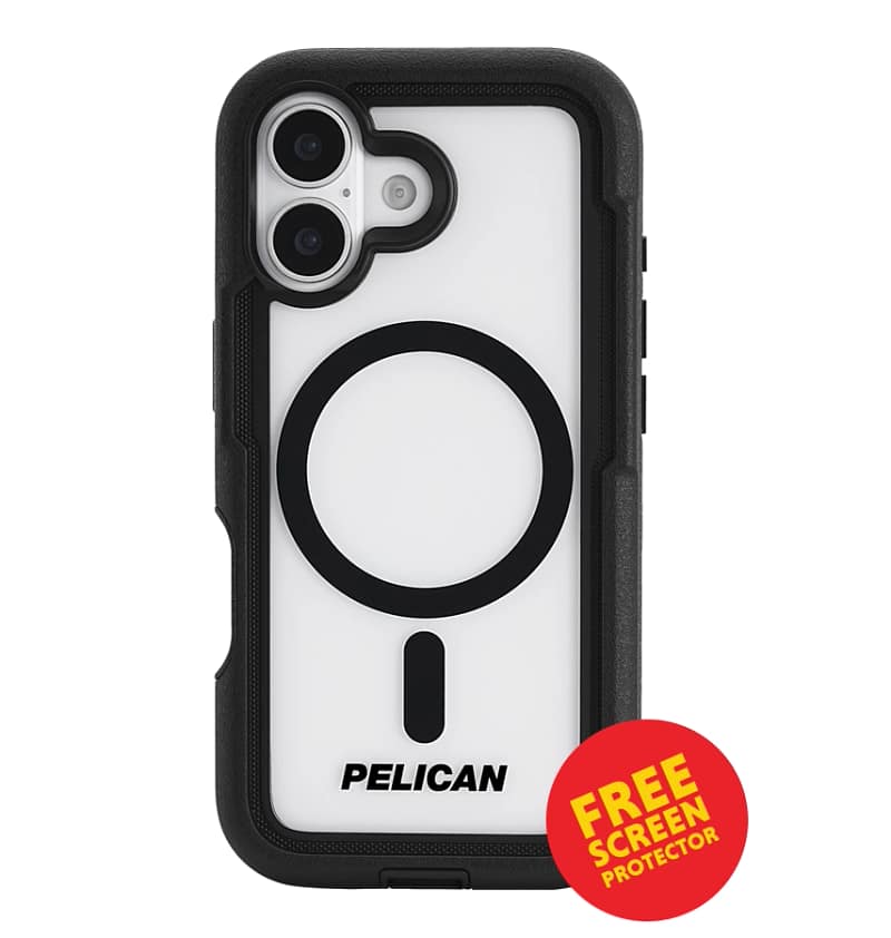 iPhone 17 Case – Black/Clear | Pelican Voyager MagSafe Cover with Holster, Heavy-Duty Protection & Belt Clip