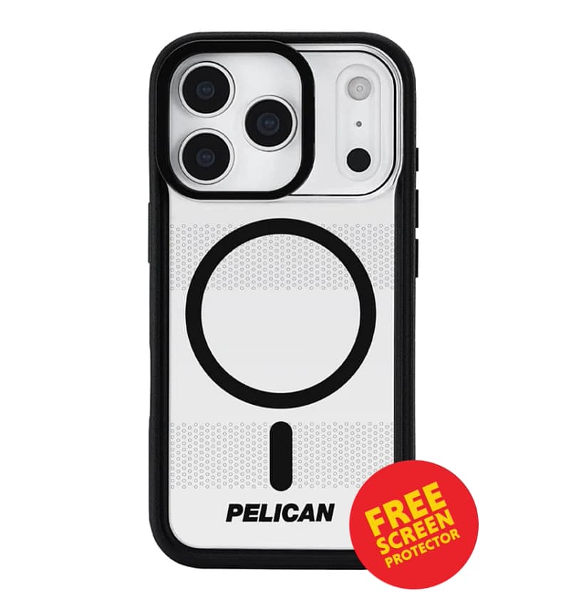 iPhone 17 Pro Case – Clear/Black | Pelican Protector MagSafe Cover with Stand, Strong Grip & Built-In Kickstand