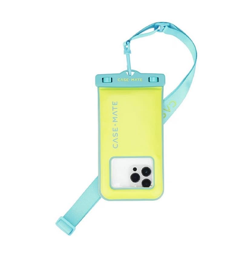 Case-Mate Waterproof Floating Pouch – Universal Lime/Blue | Durable & Protective iPhone & Smartphone Accessory