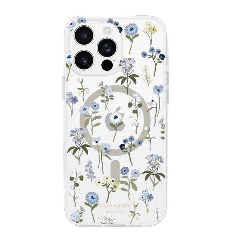 iPhone 16 Precious Bloom MagSafe Case – Clear Blue | Kate Spade  Protective Cover with Elegant, Slim & Durable Design