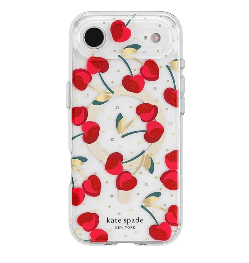 iPhone 17 Air Cherry Dot MagSafe Case – Clear/Red & Gold | Kate Spade Protective Cover with Stylish, Slim & Durable Design
