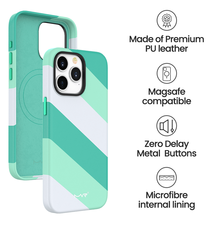 iPhone 15 Pro Max Mint Green Stripe Vibe Case With MagSafe