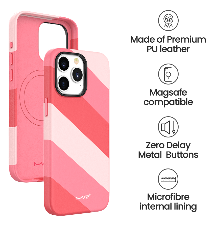iPhone 15 Pro Max Pink Stripe Vibe Case With MagSafe