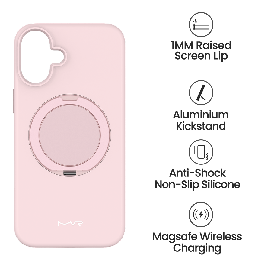 iPhone 16 Pro Liquid Silicone With Stand - Pink Sand