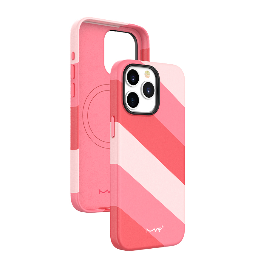 iPhone 15 Plus Stripe Vibe Cover with MagSafe – Sakura Pink | MVR Slim Protection, Stylish Finish