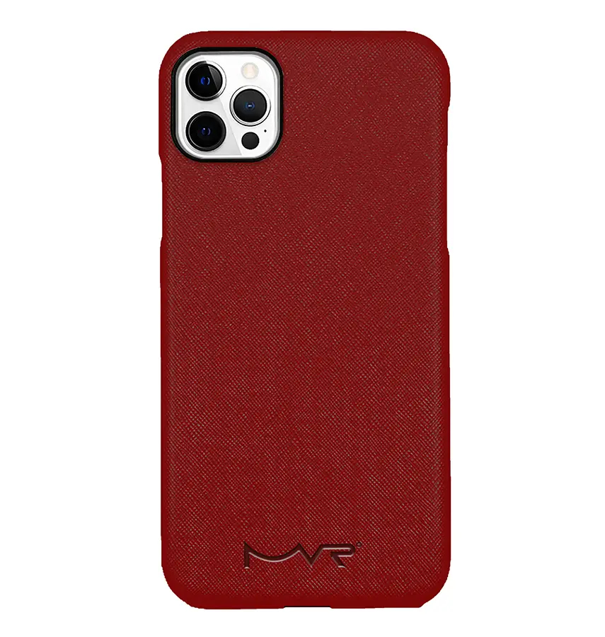iPhone 13 Pro Max Case – Red | MVR Saffiano Leather MagSafe Series, Textured Protection