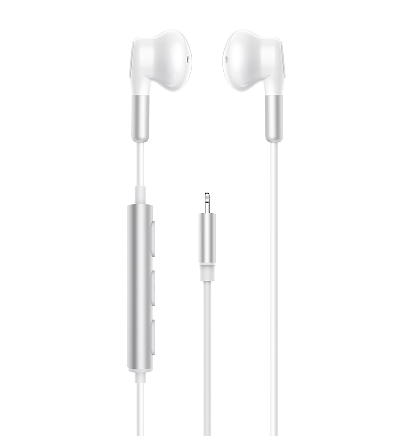MVR MFi Lightning Earphones – White | High-Quality Sound, Durable, Tangle-Free Design