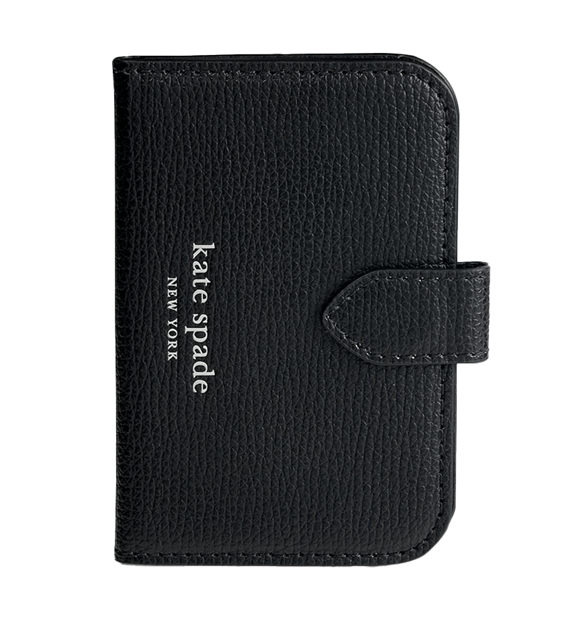 Black Kate Spade Morgan magnetic strap, secure and fashionable phone accessory.