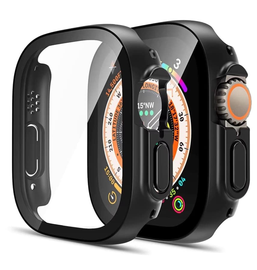 Apple Watch Ultra 49mm 360° glass matte watch case, black for rugged protection