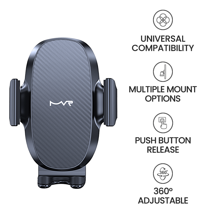MVR T10 Universal Car Phone Mount - Black | Side Press Mount with Strong Grip - Image 7