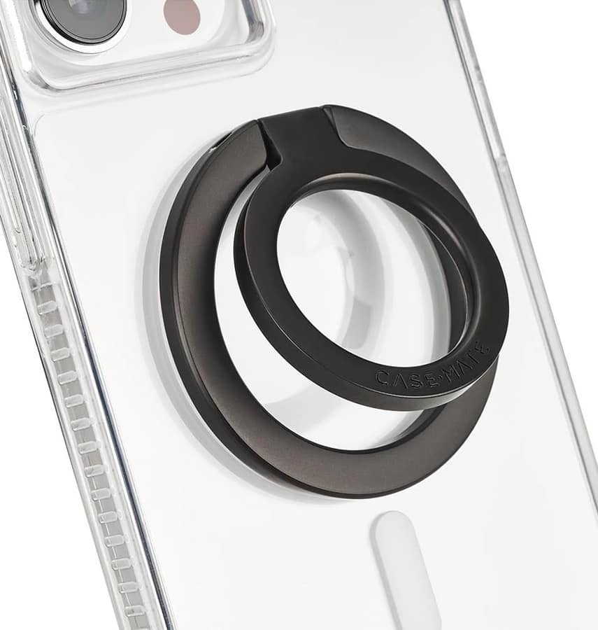 Case-Mate Black ring stand holder for phones, durable and practical magnetic stand