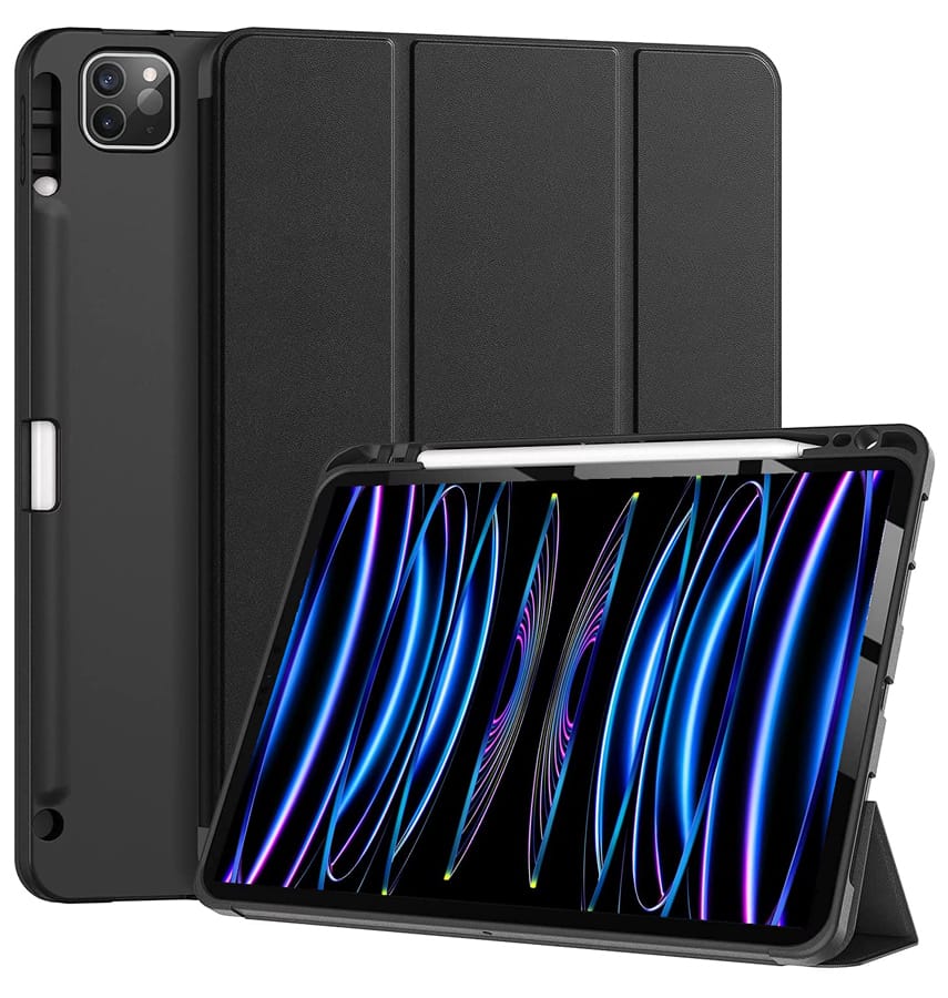 Black Canvas Smart Case with pen slot for iPad Pro 11, durable and practical