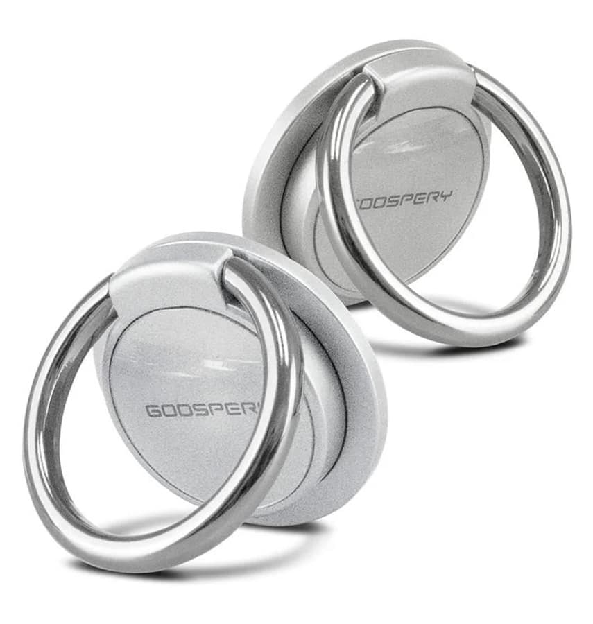 Silver Mercury phone pop socket ring, secure grip and stylish phone accessory.