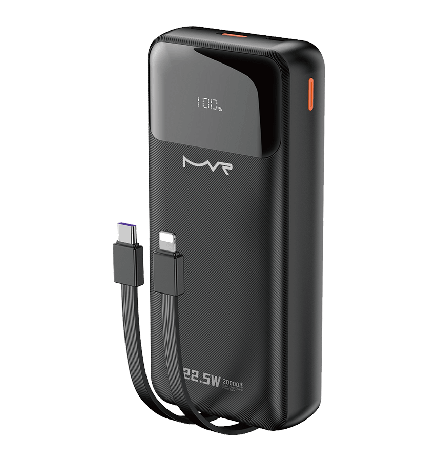 Rapid 20W Power Bank – Black | MVR Ultrafast Series, 20,000 mAh Capacity with Built‑in Cable - Image 8
