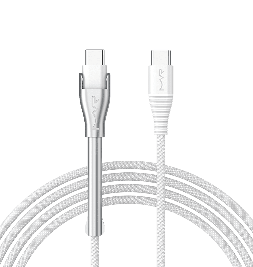 Black 10000mAh ultrafast power bank with built-in cable, great for charging on-the-go