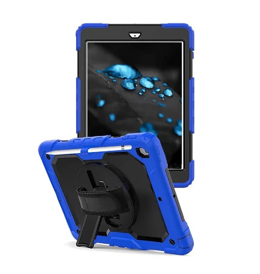 iPad 10.2 (9th/10th Gen) Survivor Shockproof Case - Heavy - Duty Protective Cover with Hand Strap (Dark Blue)