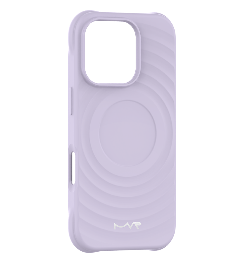 Lavender MVR Wave silicone back cover for iPhone 16 Pro, stylish and protective.