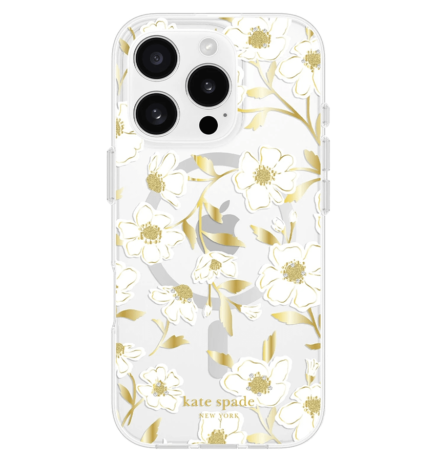 White Floral MagSafe Case Back Cover for iPhone 16 Pro, chic design