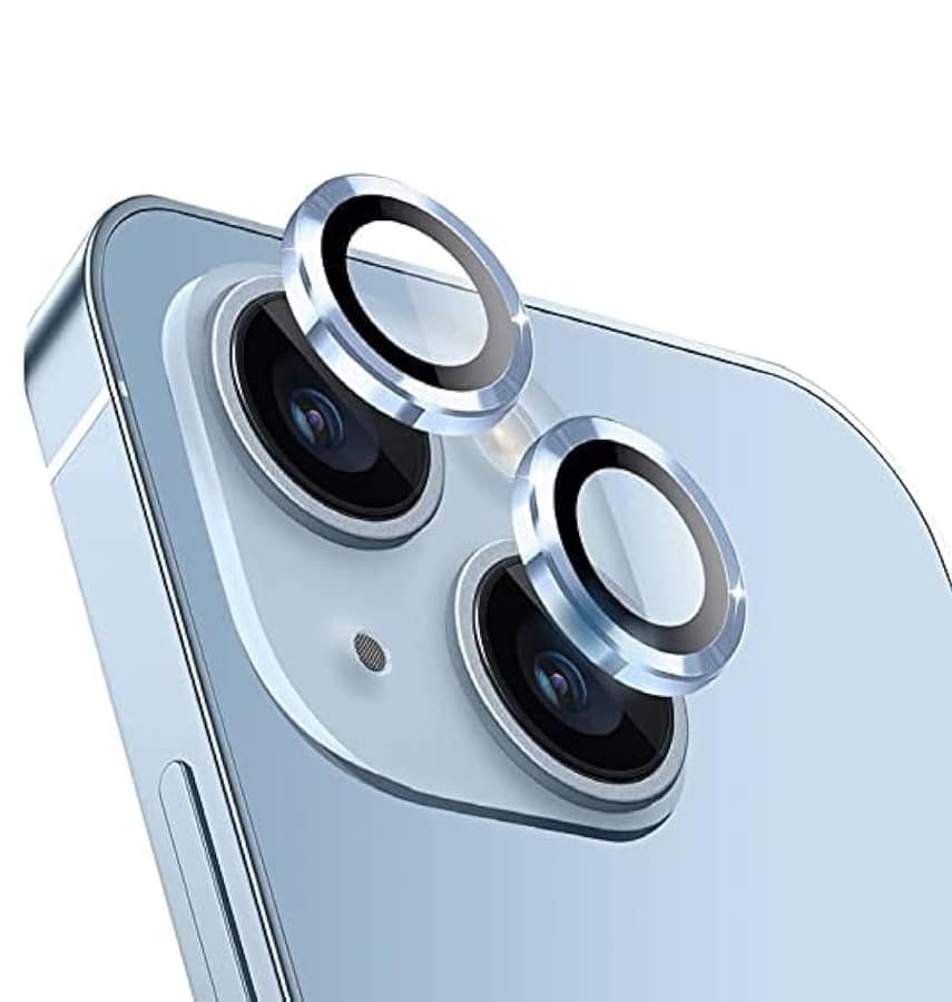 Clear Alloy Camera Lens Screen Protector for iPhone 14/14 Plus, clear and scratch-resistant.