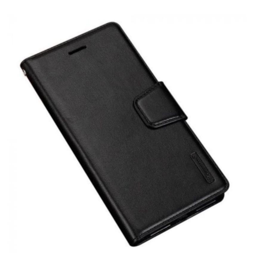 Black Hanman wallet case for Samsung Galaxy A05s, sleek and durable protection.