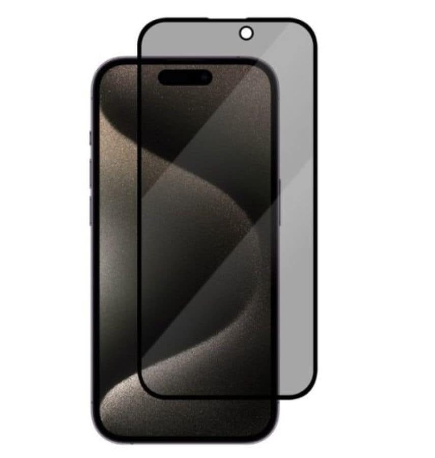 Black Generic Privacy Tempered Glass for iPhone 15/16, secure and anti-glare