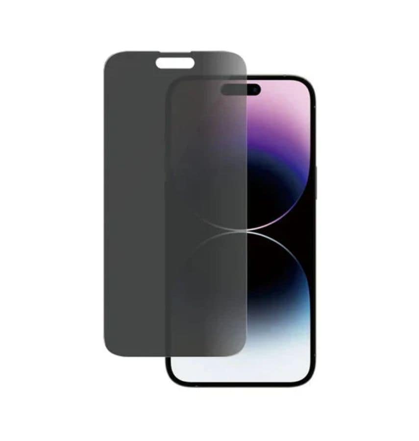 Black privacy tempered glass screen protector for iPhone 16 Pro Max, secure and clear view.