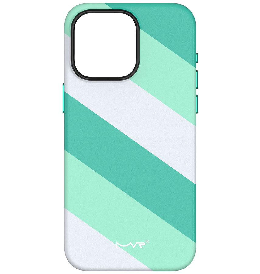 Mint Green MVR Stripe Vibe Back Cover for iPhone 15 Pro, fresh and flexible