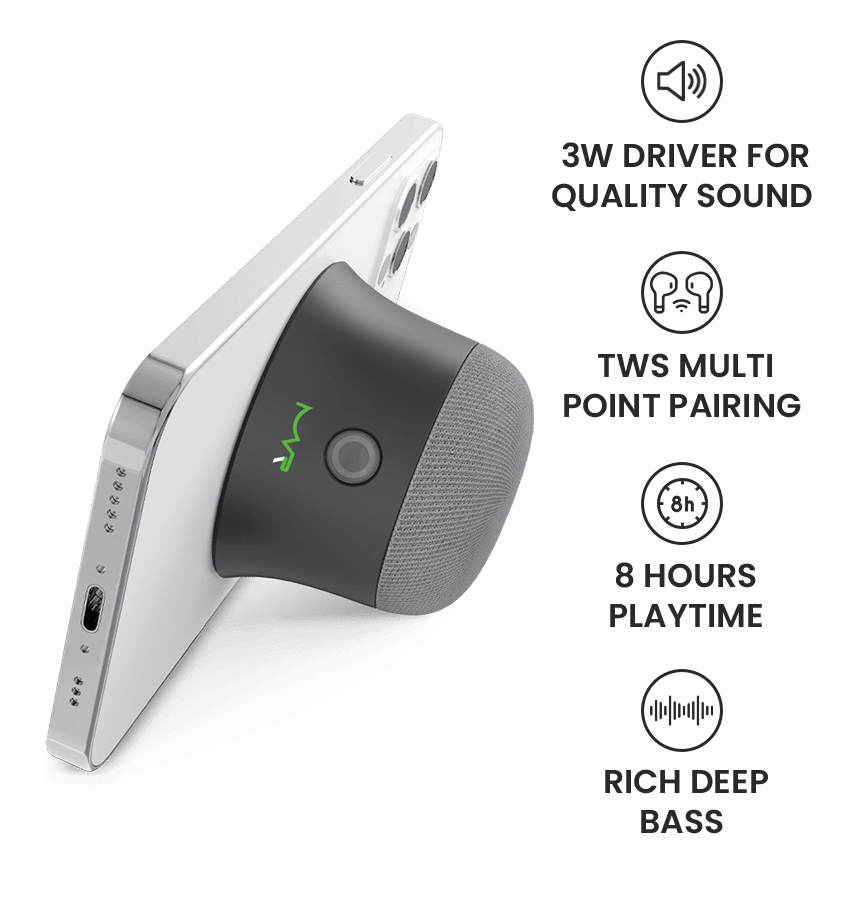 MVR Mag SoundMate Magnetic Speaker - Black | MagSafe Compatible, 15W HD Sound & Portable Clip - On Design - Image 6