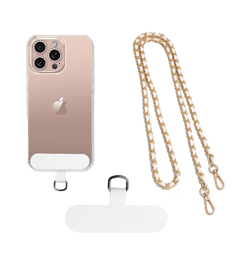 Rose Gold Universal Phone Lanyard with Plated Aluminium Strap