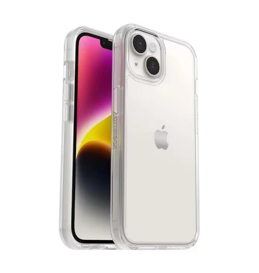 iPhone 14 – Clear | OtterBox Symmetry Series + Antimicrobial, Soft Touch Protective Cover