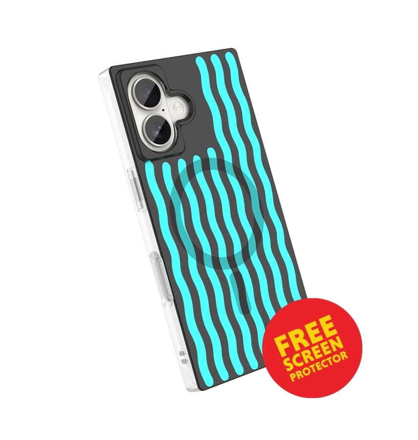 iPhone 17 Blox Case – Neo Wave | MVR Geometric Pattern Design, Interchangeable Panels, Drop-Resistant Protection