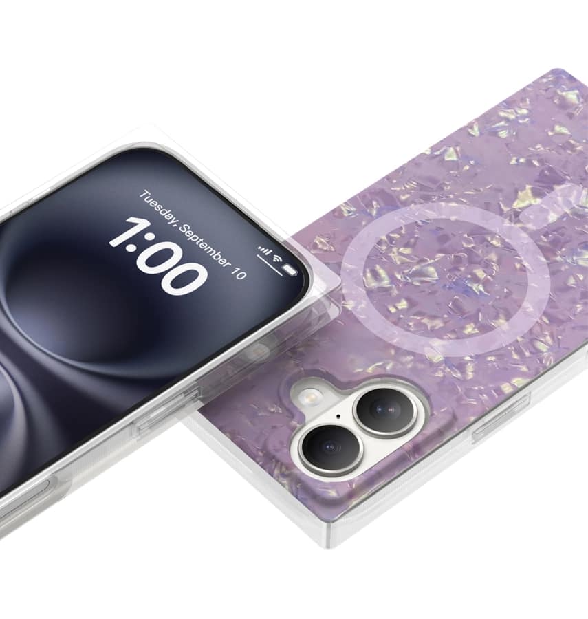 iPhone 17 Blox Case – Peach Pearl | MVR Iridescent Finish, Interchangeable Panels, Wireless Charging Compatible