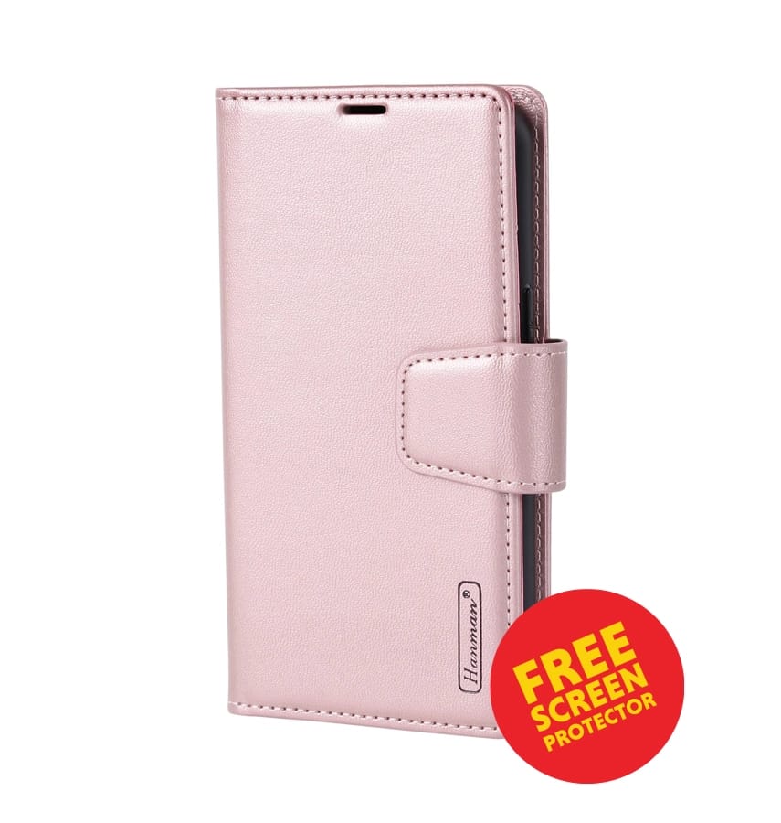 iPhone 17 Pro Max Leather Case – Rose Gold | Hanman Magnetic Detachable Wallet, Premium Protection, MagSafe Compatible