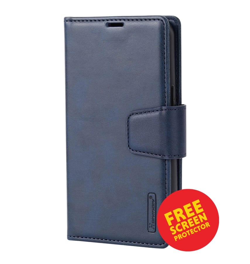 iPhone 17 Pro Max Leather Case – Navy | Hanman Magnetic Detachable Wallet, Premium Protection, MagSafe Compatible