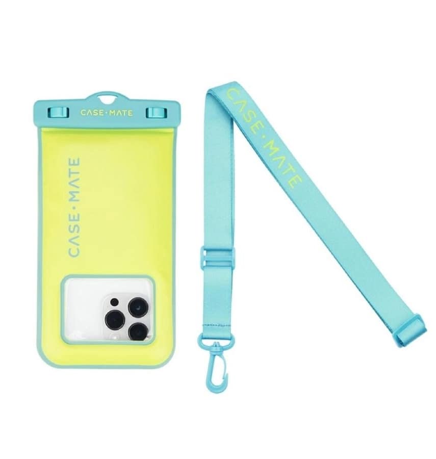 Case-Mate Waterproof Floating Pouch – Universal Lime/Blue | Durable & Protective iPhone & Smartphone Accessory