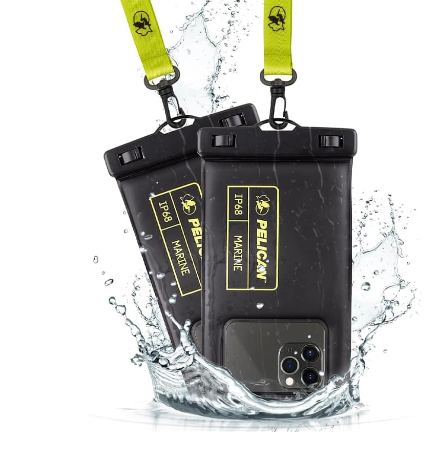 Pelican Marine Waterproof Floating Pouch – 2 Pack | IP68 Protection for Phones & Valuables