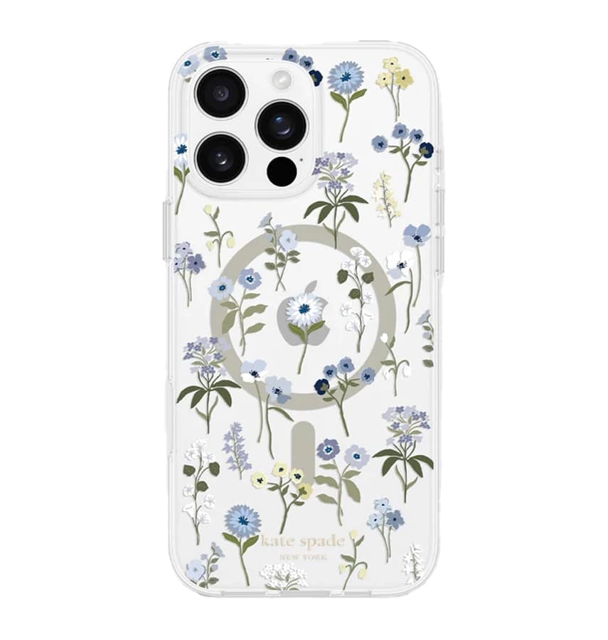iPhone 16 Precious Bloom MagSafe Case – Clear Blue | Kate Spade  Protective Cover with Elegant, Slim & Durable Design