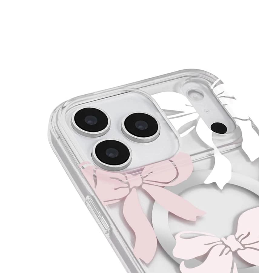 iPhone 17 Pro Max Tied With a Bow MagSafe Case – Clear/Pink/White | Kate Spade Protective Cover with Stylish, Slim & Durable Design