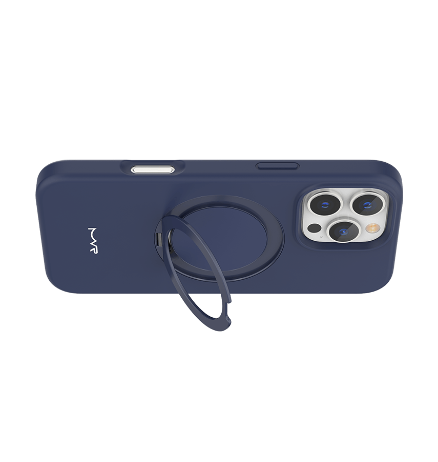 iPhone 16 Pro Liquid Silicone With Stand - Navy